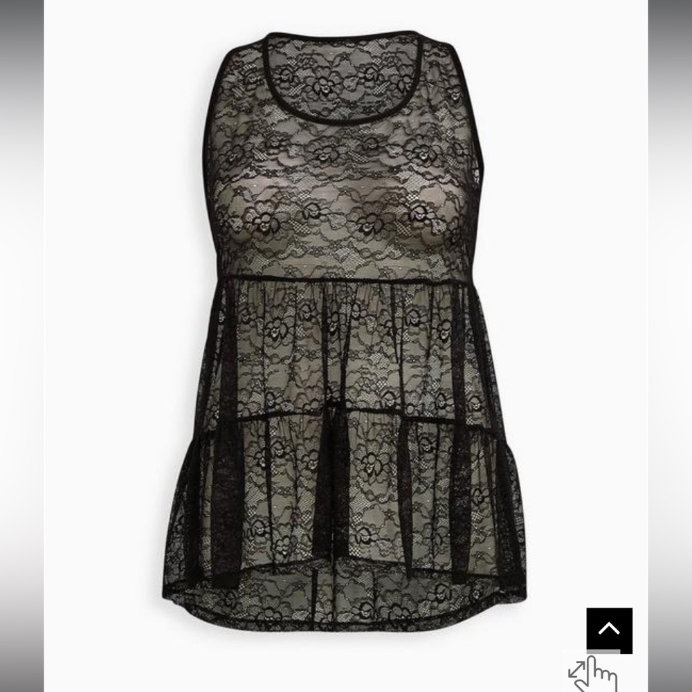 Torrid Sheer Lace Tiered Babydoll Tunic Tank VERY PRETTY size 0 runs large